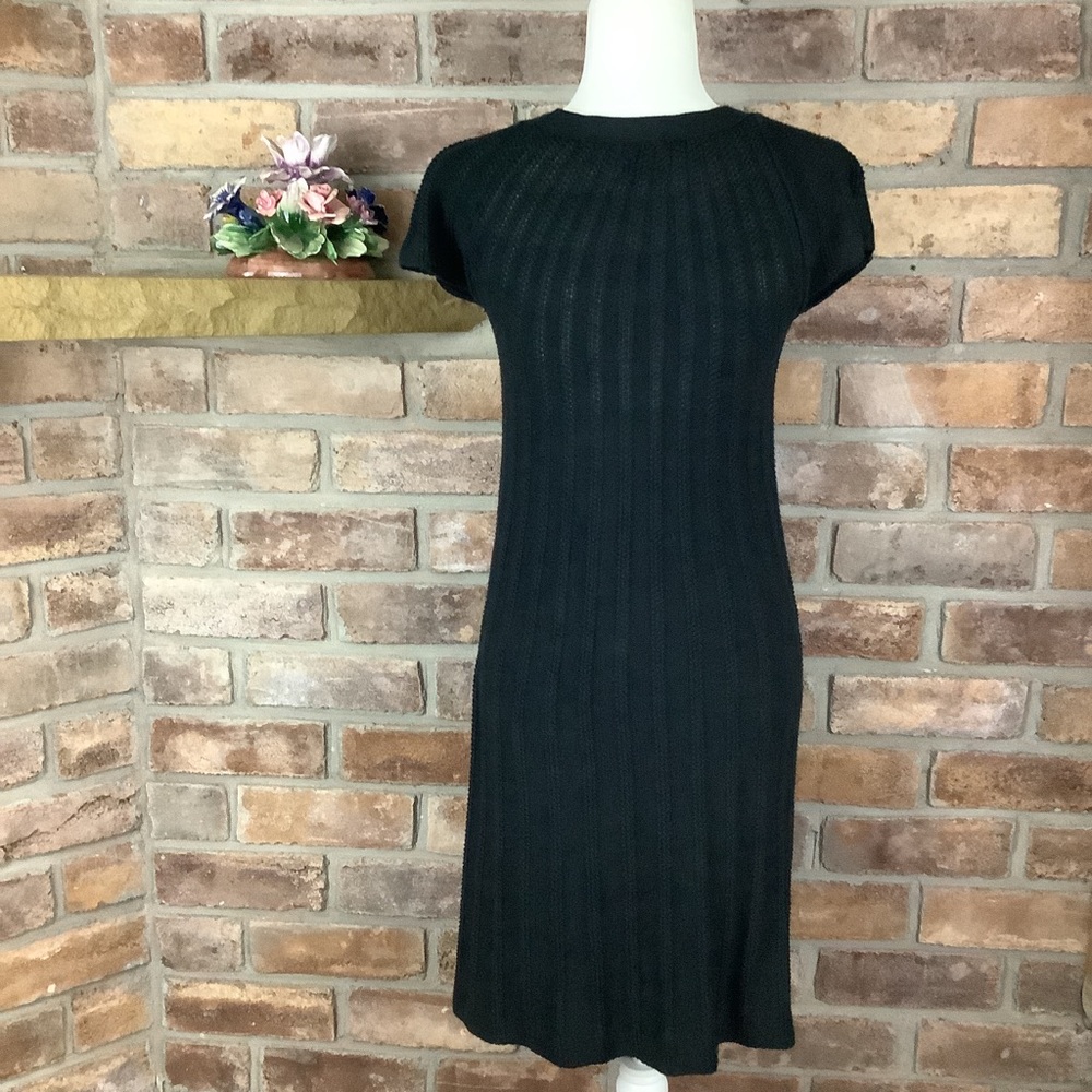 CALVIN KLEIN Black Cable-Knit Midi Sweater Dress - Picture 3 of 9